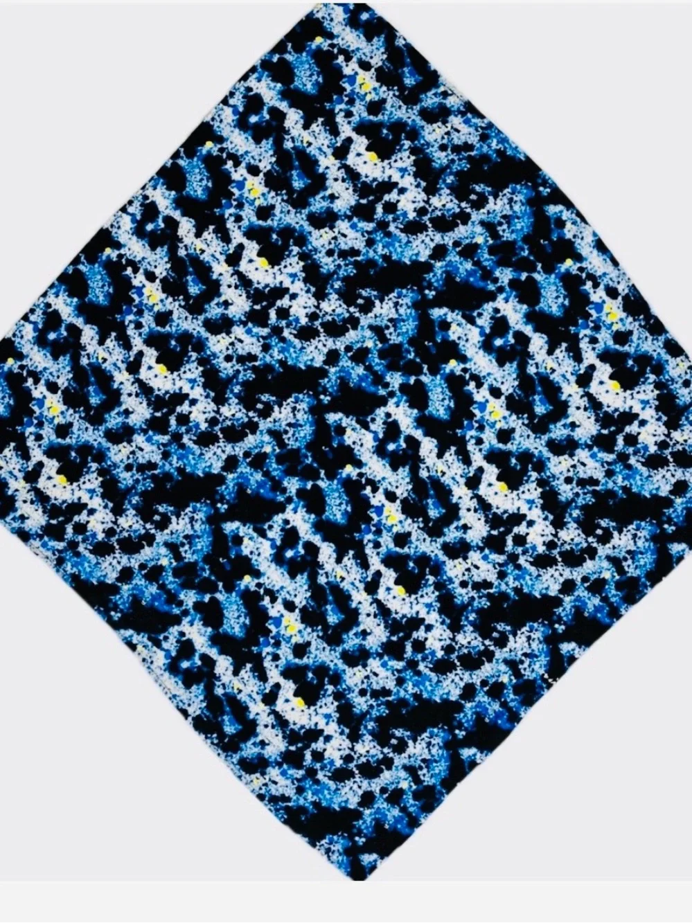 NWT SILKLETTE Blue/ Black/White/Yellow Pebbles 100% Fine Silk Kerchief Scarf